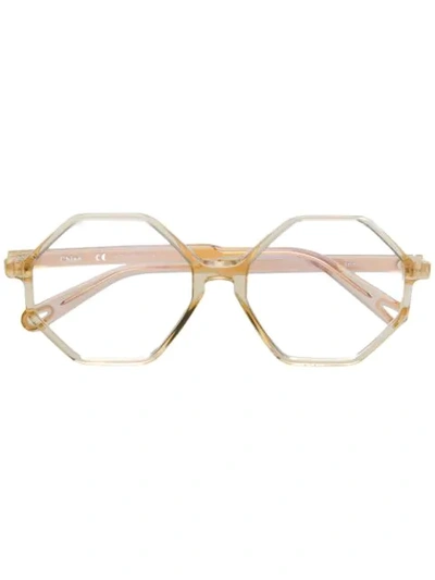 Chloé Eyewear 六角框眼镜 - 金色 In Gold