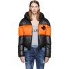 DSQUARED2 DSQUARED2 BLACK AND ORANGE DOWN CONTRAST BAND JACKET
