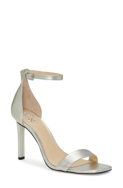 Vince Camuto Lauralie Ankle Strap Sandal In Silver Graphite Patent Leather