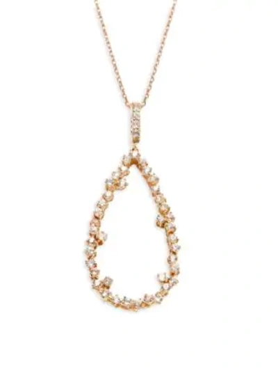 Suzanne Kalan 14k Rose Gold & White Sapphire Pendant Necklace