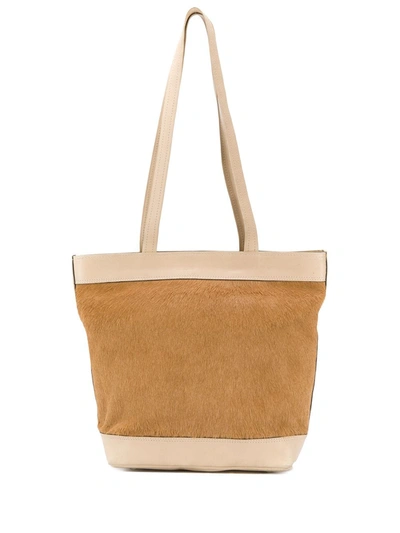 Pre-owned A.n.g.e.l.o. Vintage Cult 1990's Panelled Tote In Neutrals