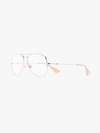 GUCCI GOLD TONE AVIATOR OPTICAL GLASSES,GG0515O14015112