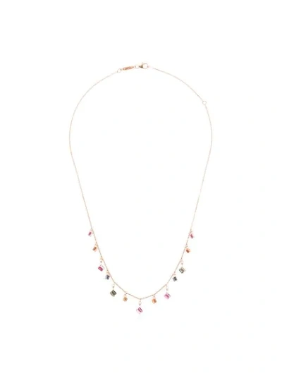 Suzanne Kalan 18k Rose Gold Firework Sapphire Charm Necklace In Multicoloured