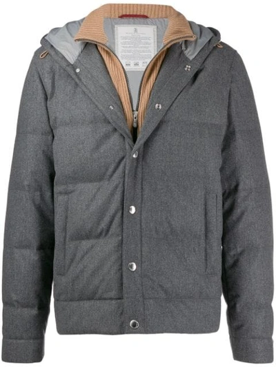 Brunello Cucinelli Hooded Padded Jacket - 灰色 In Grey