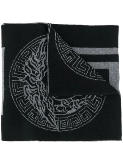 Versace Greek Key Knit Scarf - 黑色 In Black