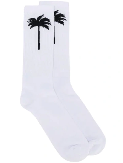 Palm Angels Palm Tree Logo Socks In White