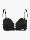 AREA AREA RUCHED FLORAL EMBELLISHED BRA,SS19T13039BLACK13536906