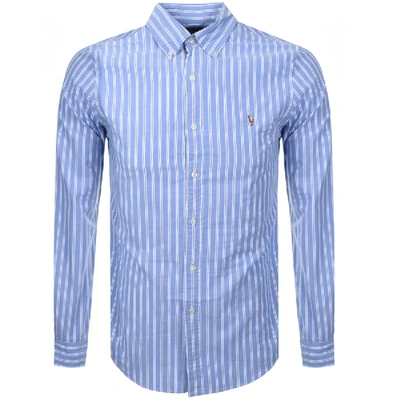 Polo Ralph Lauren Slim-fit Button-down Collar Striped Cotton Oxford Shirt In Blue