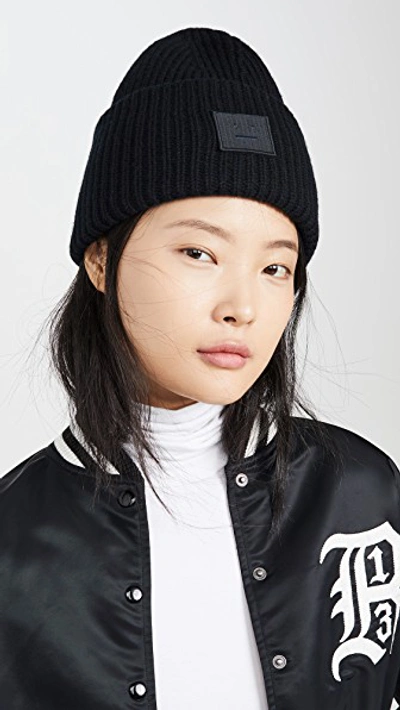 Acne Studios Black Wool Patch Beanie