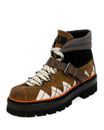 Bally Men's Manilo Graphic-trim Leather Hiking Boots In Brown