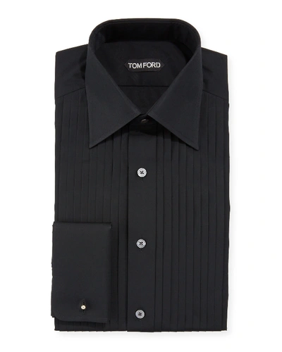 Tom Ford Men's Voile Plisse Pastron Dress Shirt In Black