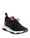 BERLUTI MEN'S SHADOW KNIT SNEAKER WITH LEATHER DETAILS,PROD149280041