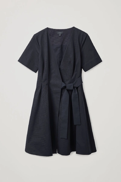 Cos Belted Kimono-shape Dress In Blue