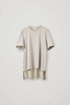 Cos Deconstructed Stepped-hem T-shirt In Beige