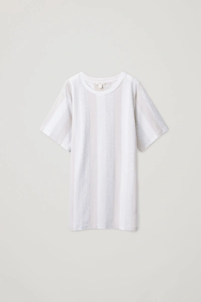 Cos Vertical Striped T-shirt In White