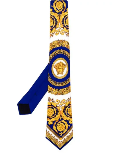 Versace Baroque Print Silk Tie In I7312