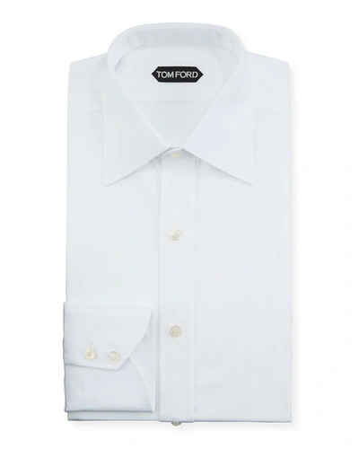 Tom Ford Men's Solid Poplin Dress Shirt In White