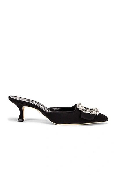 Manolo Blahnik Maysale 50 Jewel Mule In Black