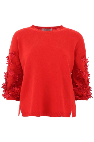 Valentino Embellished Pullover In Rosso (red)