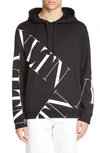 Valentino Vltn Macrogrid Hoodie In Black/ White