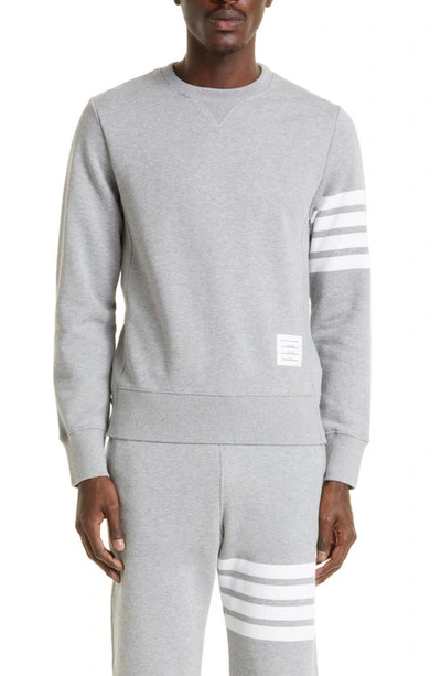 Thom Browne Stripe Sleeve Sweatshirt In Light Grey