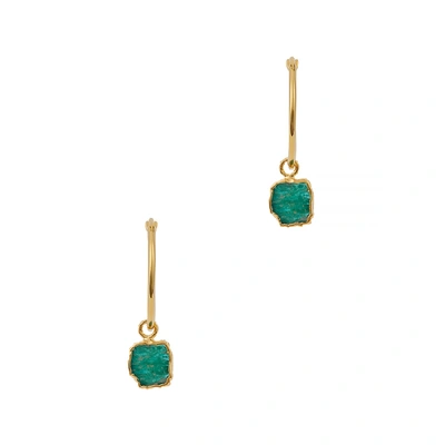 Missoma Amazonite Medium Charm Hoop Earrings In Green