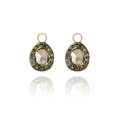 Annoushka Dusty Diamonds 18ct Rose Gold Olive Quartz Earring Drops
