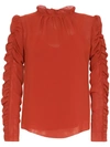 SEE BY CHLOÉ RUFFLE-NECK RUCHED BLOUSE