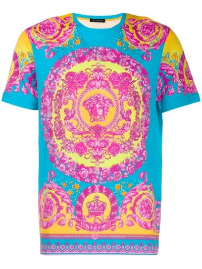 Versace Medusa And Crown-print Cotton T-shirt In Multicolour