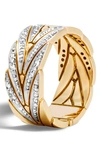 JOHN HARDY MODERN CHAIN 18K GOLD & DIAMOND BAND RING,RGX961352DIX6