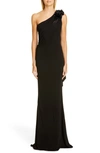 BADGLEY MISCHKA BADGLEY MISCHKA ONE-SHOULDER TRUMPET GOWN,EG2810