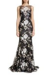 BADGLEY MISCHKA BADGLEY MISCHKA FLORAL SEQUIN TRUMPET GOWN,EG2802