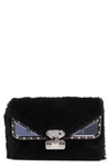 FENDI SMALL BAG BUG GENUINE SHEARLING CROSSBODY BAG,8BT310-A86Q