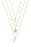 Ettika Set Of 3 Celestial Pendant Necklaces In Gold