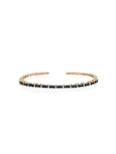 Suzanne Kalan 18k Gold And Blue Sapphire Diamond Bracelet