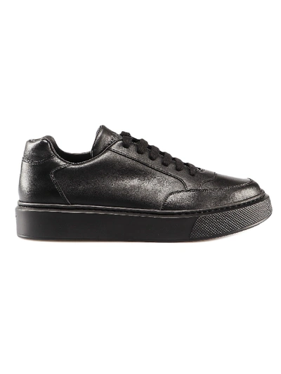 Prada Street Eighty Leather Sneakers In Black