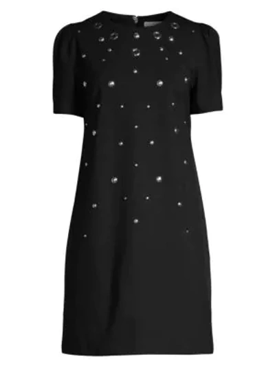 Michael Michael Kors Grommet Studded Short-sleeve Shift Dress In Black
