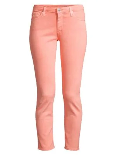 Ag Prima Mid Rise Ankle Skinny Jeans In Hi White Peach