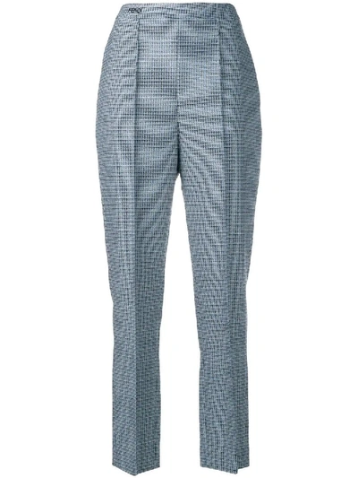 Fendi Blue Women's Cropped High-waisted Trousers In Grey
