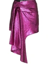 Halpern Asymmetric Sequined Tulle Mini Skirt