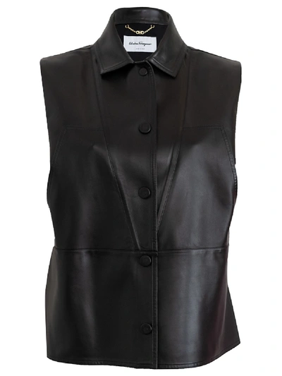 Ferragamo Black Women's Sleeveless Nappa Jacket