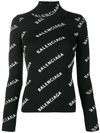 BALENCIAGA Black logo print cut-out knit top,570843 T6140