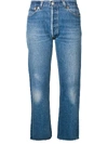 Re/done Stove Pipe Denim Cropped Jeans In Blue