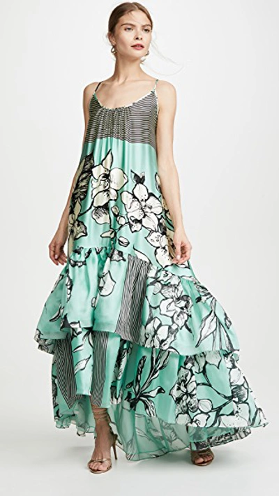 Silvia Tcherassi Angelique Dress In Aqua Floral | ModeSens