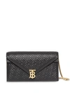BURBERRY SMALL QUILTED MONOGRAM TB ENVELOPE CLUTCH BLACK,8014836