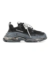 BALENCIAGA black worn-out triple s sneakers,544351 W09O1