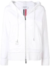 THOM BROWNE CENTER-BACK STRIPE ZIP-UP HOODIE WHITE,FJT051A-03377 CON
