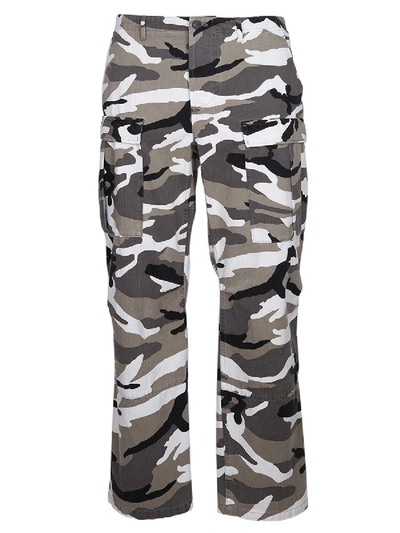 Balenciaga Black & White Men's Army Camo Pants In Grey