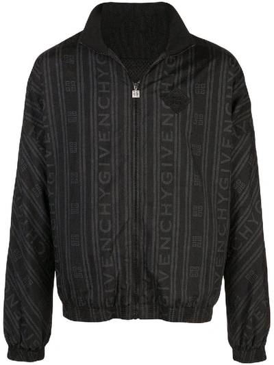 Givenchy Men's All-over Tonal Stripe Logo Nylon Jacket In Black