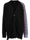 RAF SIMONS COTTON CARDIGAN WITH CONTRAST SLEEVE GREY,191-840 SS19